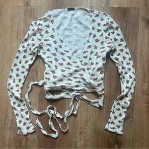 Brandy Melville Roses Thermal Wrap Coco Top